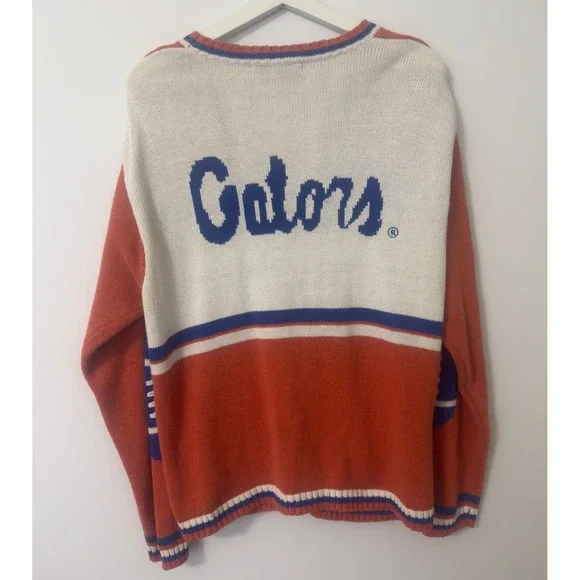 Vintage Florida Gators Mens Cardigan Sweater Orange Blue Football Large Academia